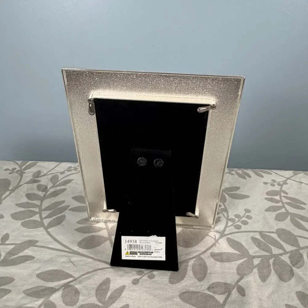 Baptism Baby Picture Frame White enamel and silver cross 4X6 Unused
